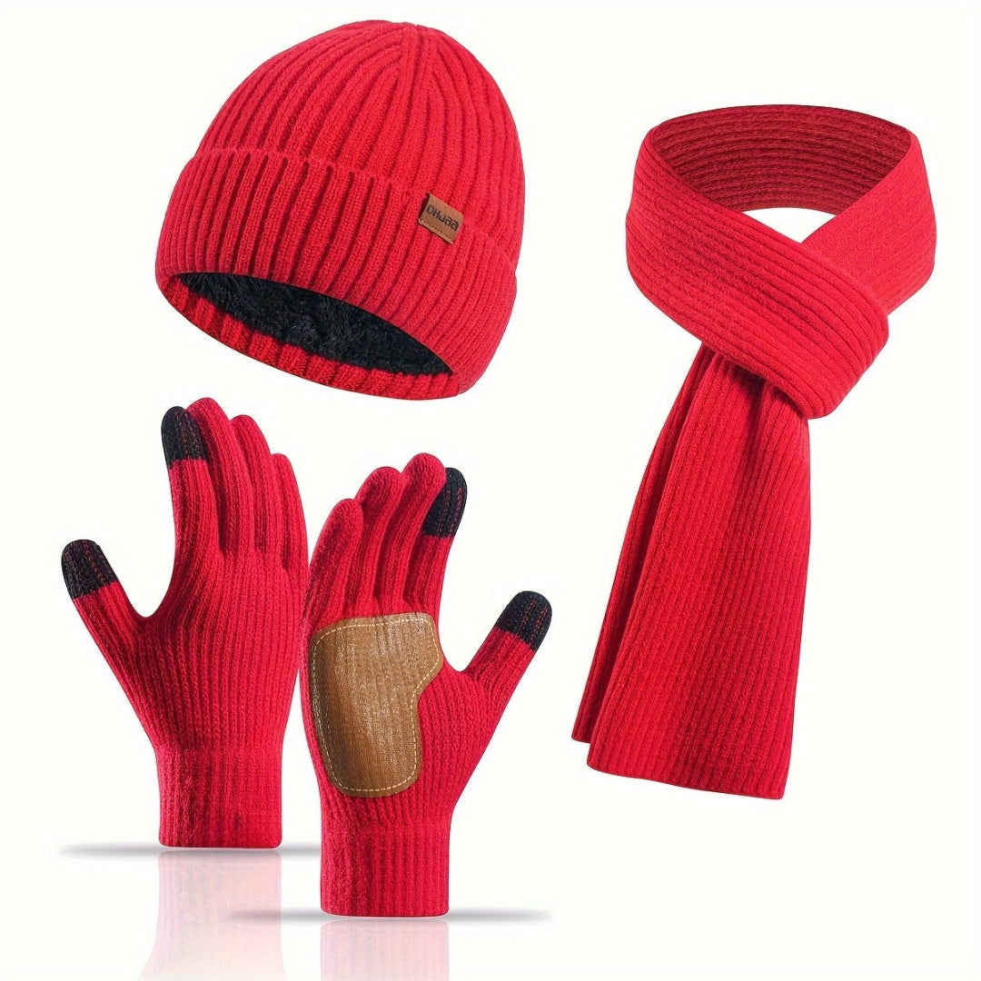 Set de punto de invierno de 3 piezas para el calor