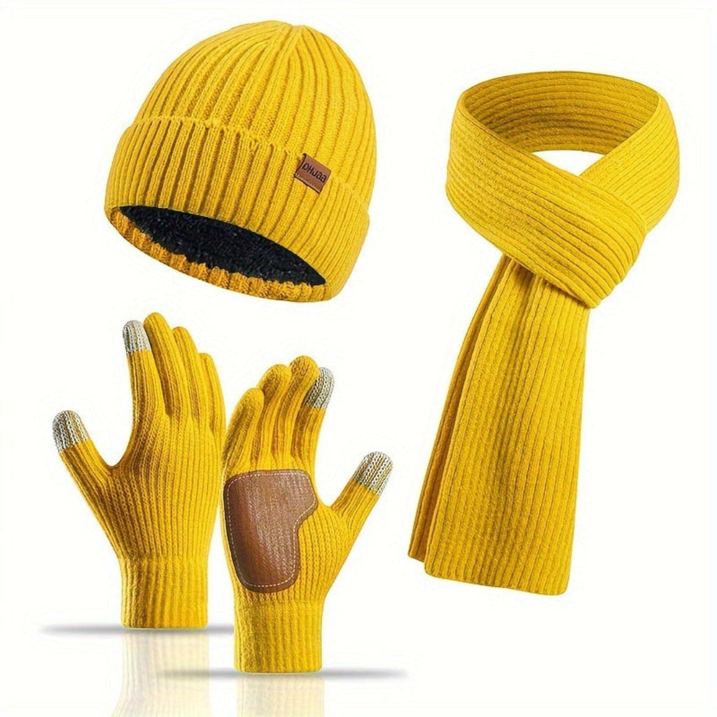 Set de punto de invierno de 3 piezas para el calor