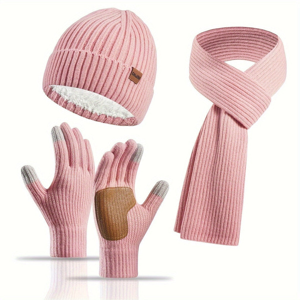Set de punto de invierno de 3 piezas para el calor