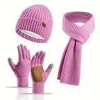 Set de punto de invierno de 3 piezas para el calor