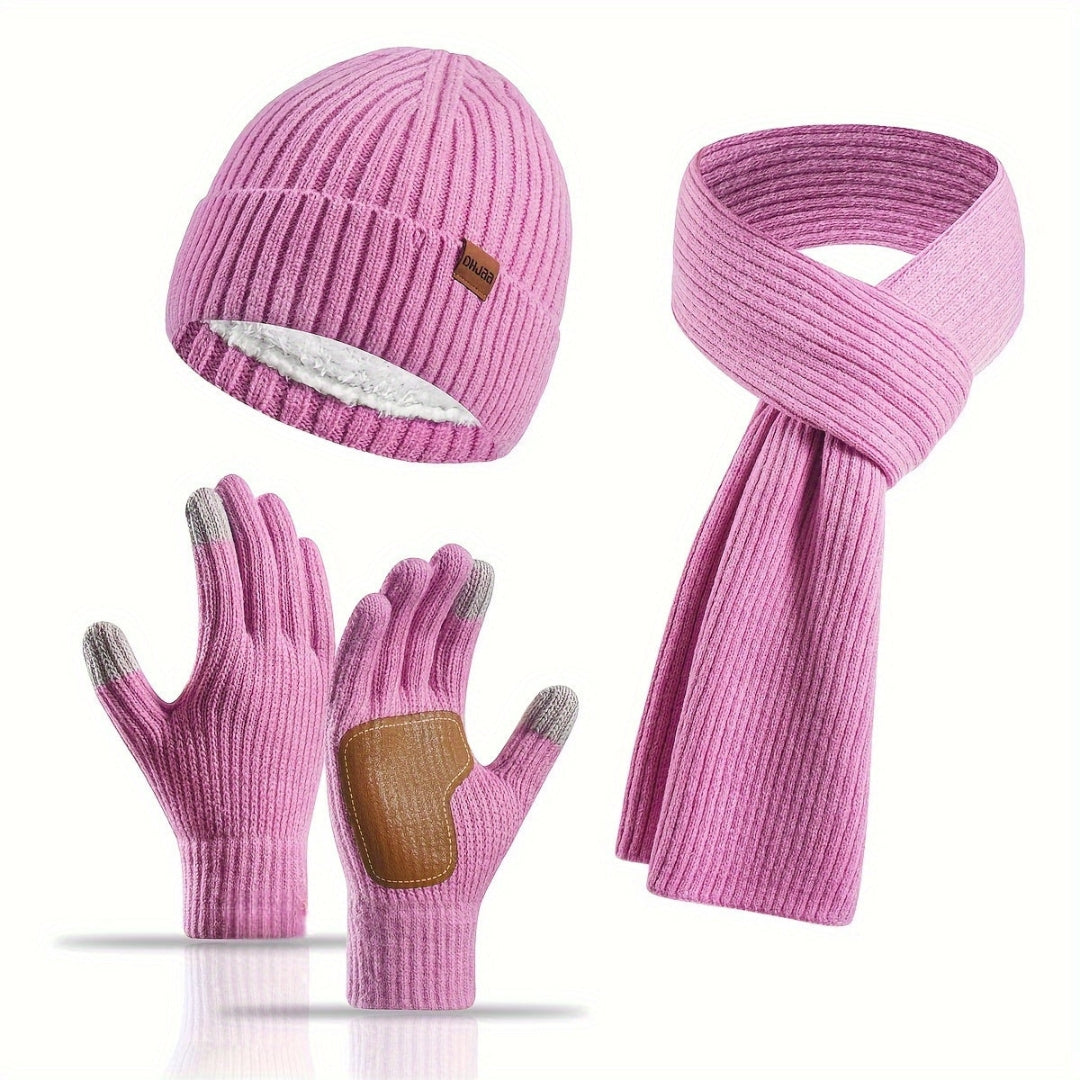 Set de punto de invierno de 3 piezas para el calor