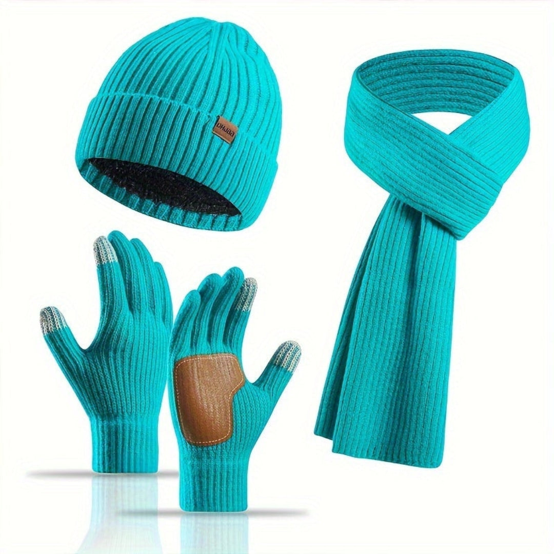 Set de punto de invierno de 3 piezas para el calor
