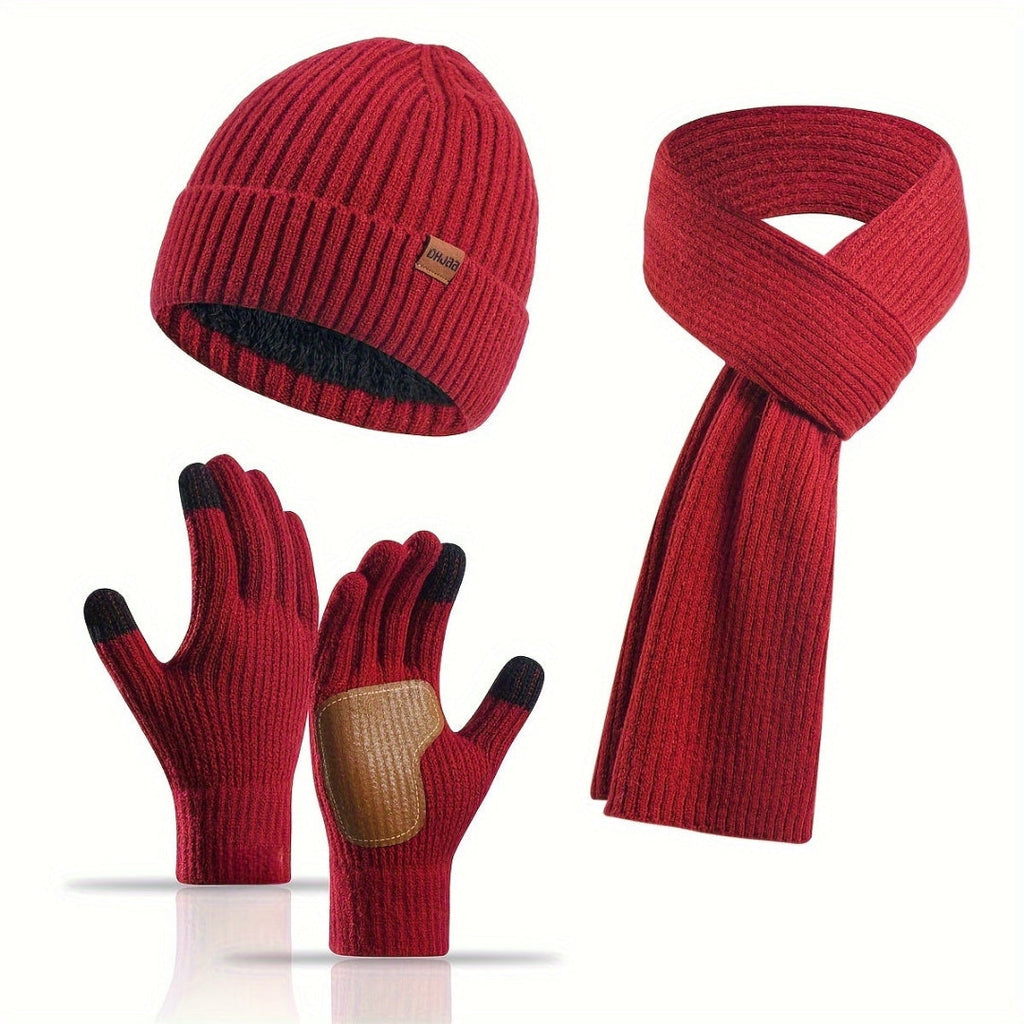 Set de punto de invierno de 3 piezas para el calor