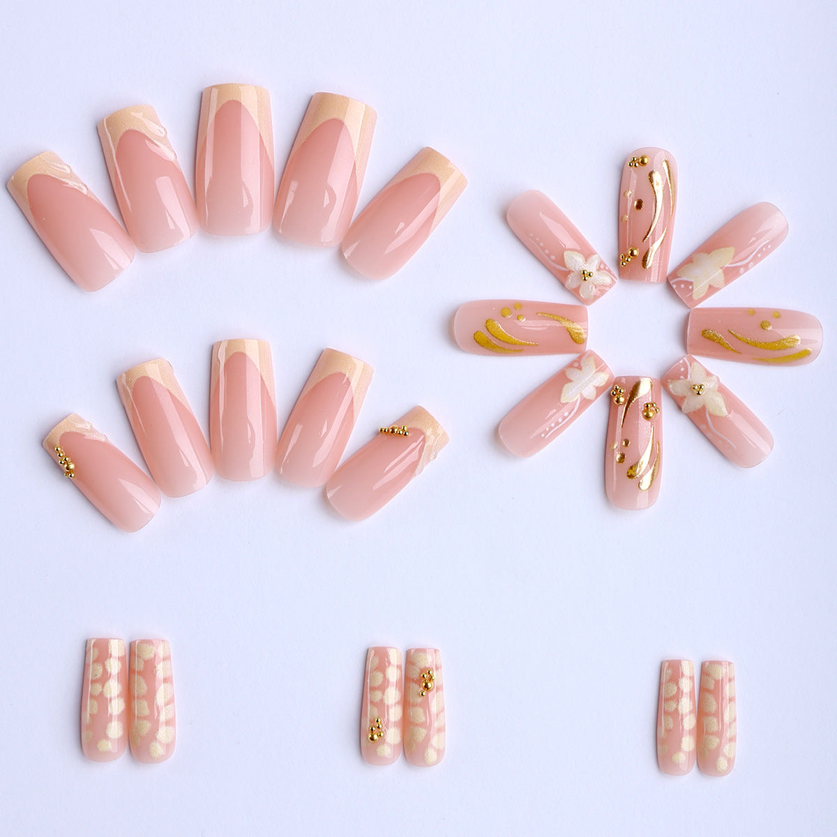 Set de uñas postizas de gel artísticas premium