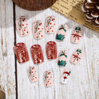Set de uñas postizas navideñas con diseños festivos