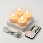 Set de velas LED sin llama con mando a distancia, temporizador y recarga USB