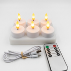 Set de velas LED sin llama con mando a distancia, temporizador y recarga USB