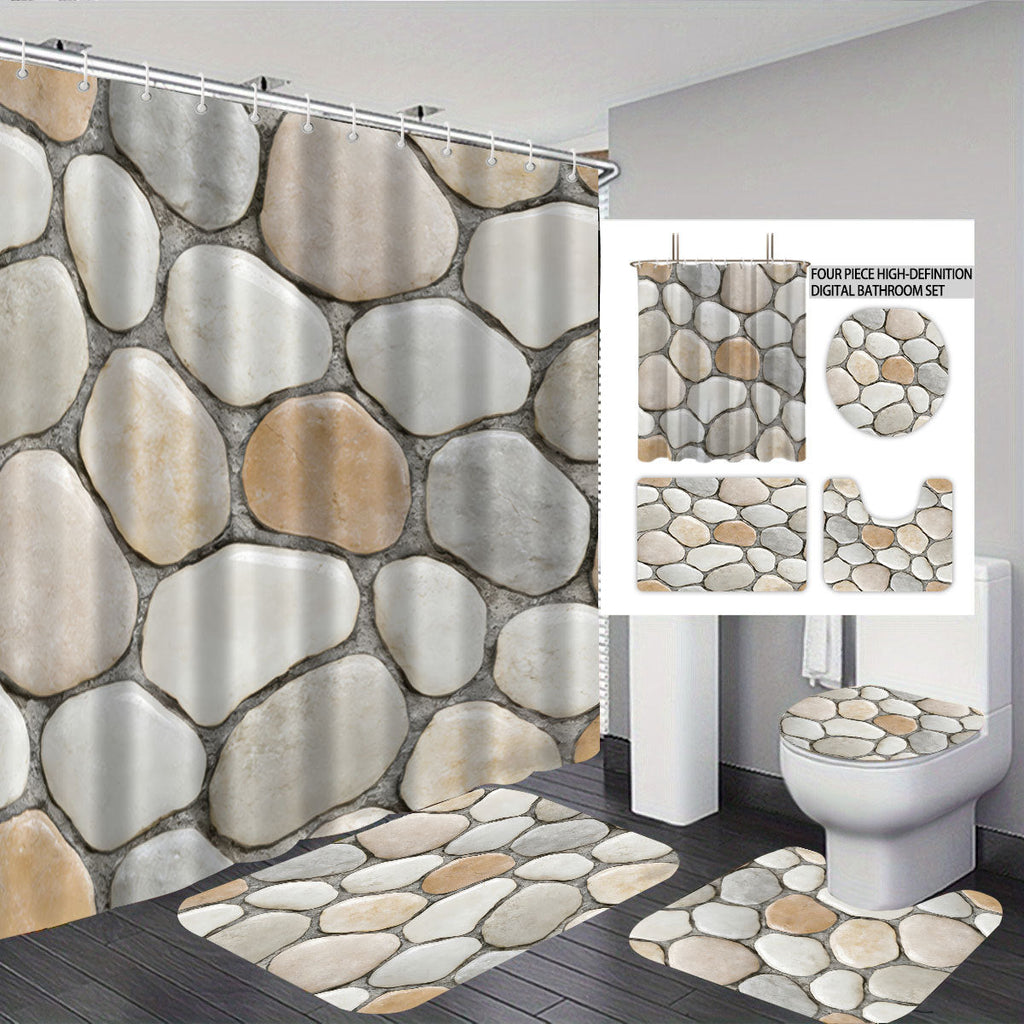 Set de decoración para baño con cortina y alfombrillas
