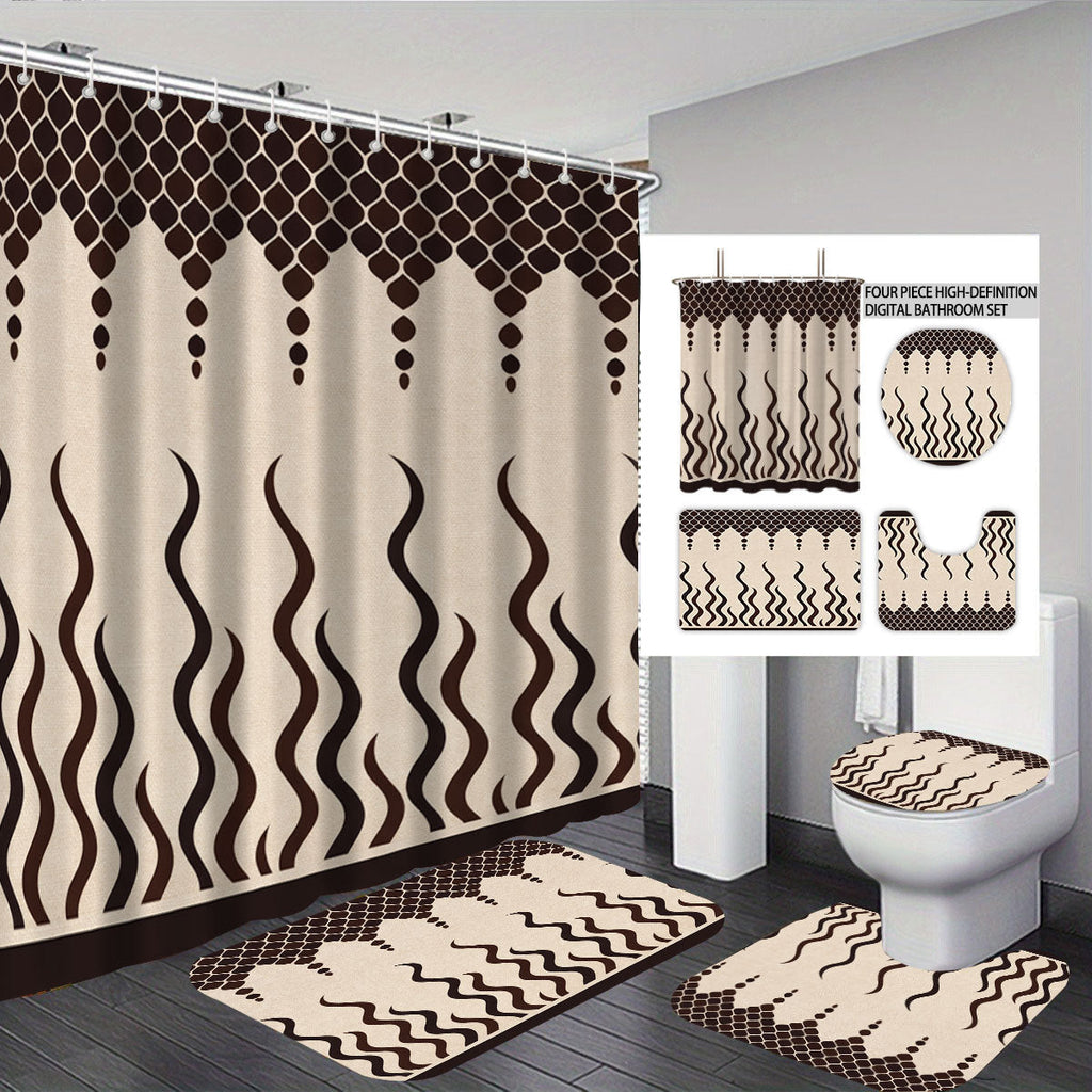 Set de decoración para baño con cortina y alfombrillas