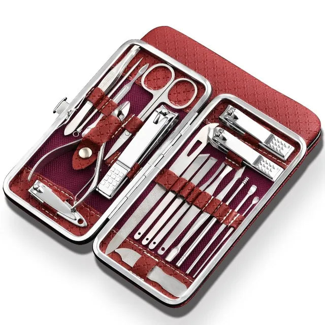 Set Profesional de Manicura y Pedicura LuxeTools de Acero Inoxidable – 19 Piezas