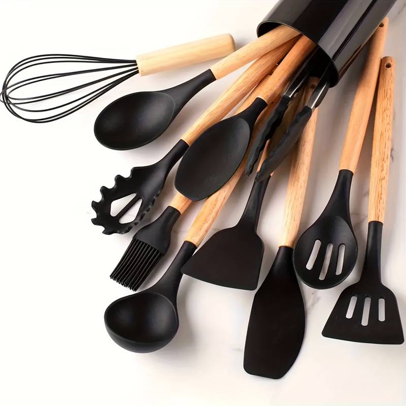 Set de utensilios de cocina de silicona antiadherente resistente al calor