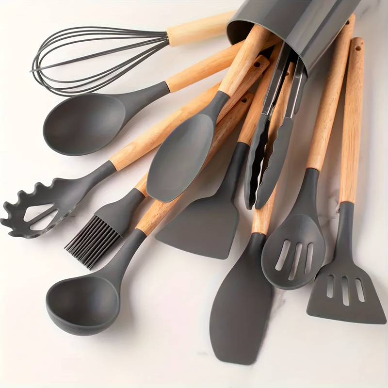 Set de utensilios de cocina de silicona antiadherente resistente al calor