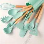 Set de utensilios de cocina de silicona antiadherente resistente al calor