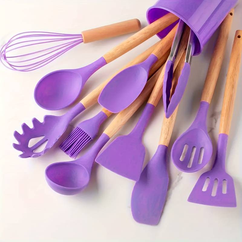 Set de utensilios de cocina de silicona antiadherente resistente al calor