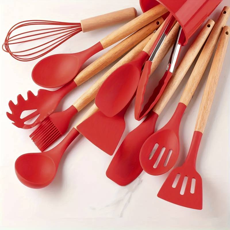 Set de utensilios de cocina de silicona antiadherente resistente al calor