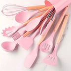 Set de utensilios de cocina de silicona antiadherente resistente al calor