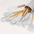Set de utensilios de cocina de silicona antiadherente resistente al calor