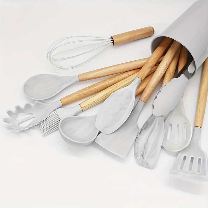 Set de utensilios de cocina de silicona antiadherente resistente al calor