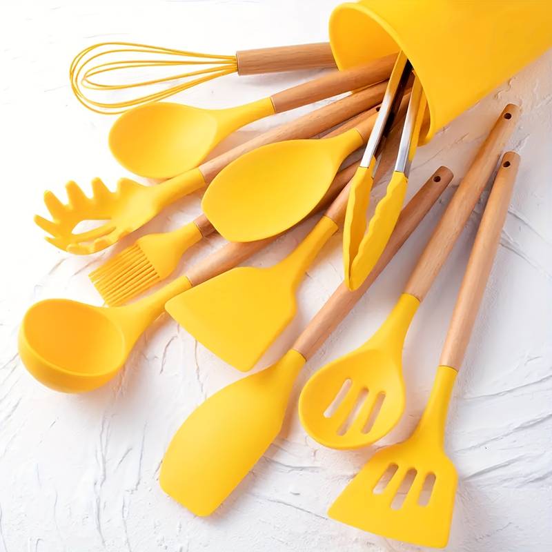 Set de utensilios de cocina de silicona antiadherente resistente al calor