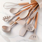 Set de utensilios de cocina de silicona antiadherente resistente al calor