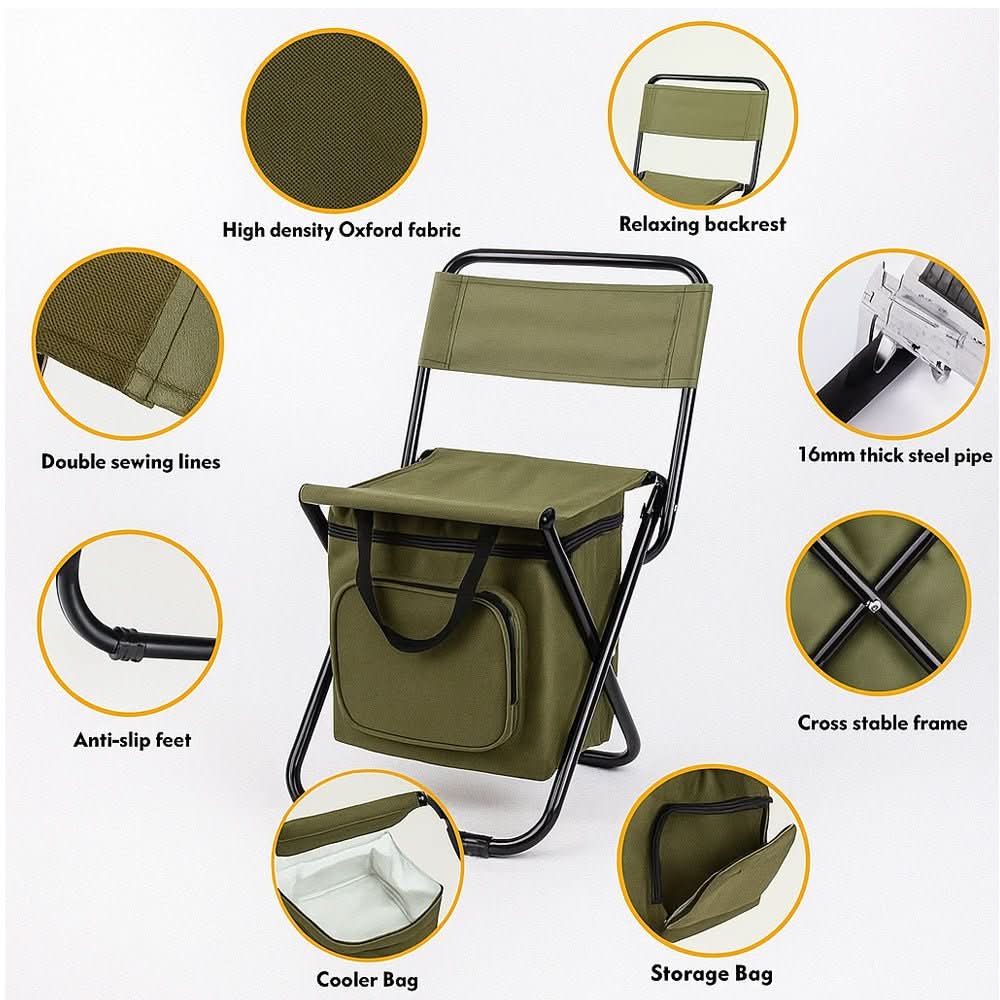 Silla plegable con nevera integrada para aventuras al aire libre