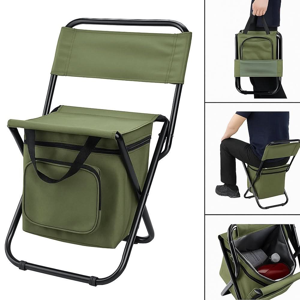 Silla plegable con respaldo y nevera integrada