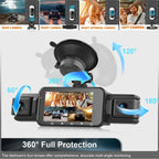 Sistema de dashcam de 4 cámaras, grabación frontal 1920P, visión nocturna, Wi‑Fi