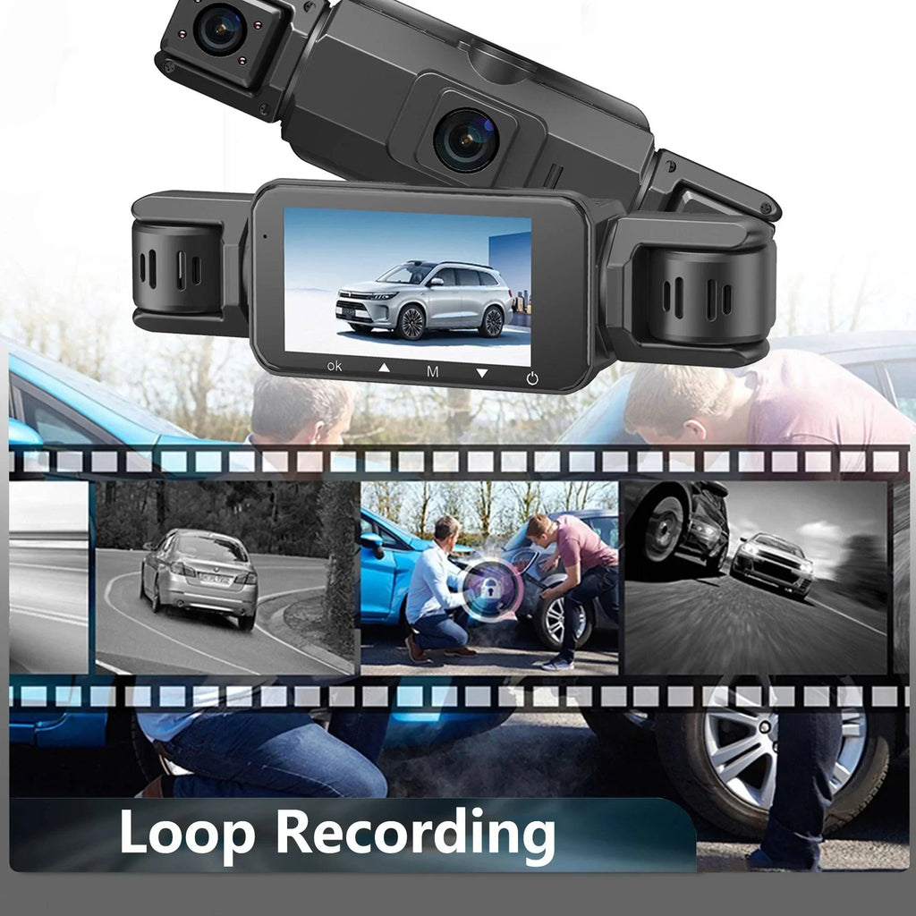 Sistema de dashcam de 4 cámaras, grabación frontal 1920P, visión nocturna, Wi‑Fi