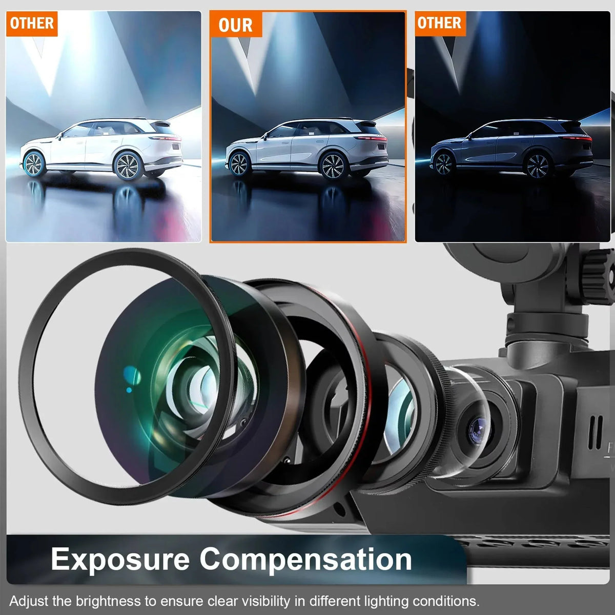 Sistema de dashcam de 4 cámaras, grabación frontal 1920P, visión nocturna, Wi‑Fi