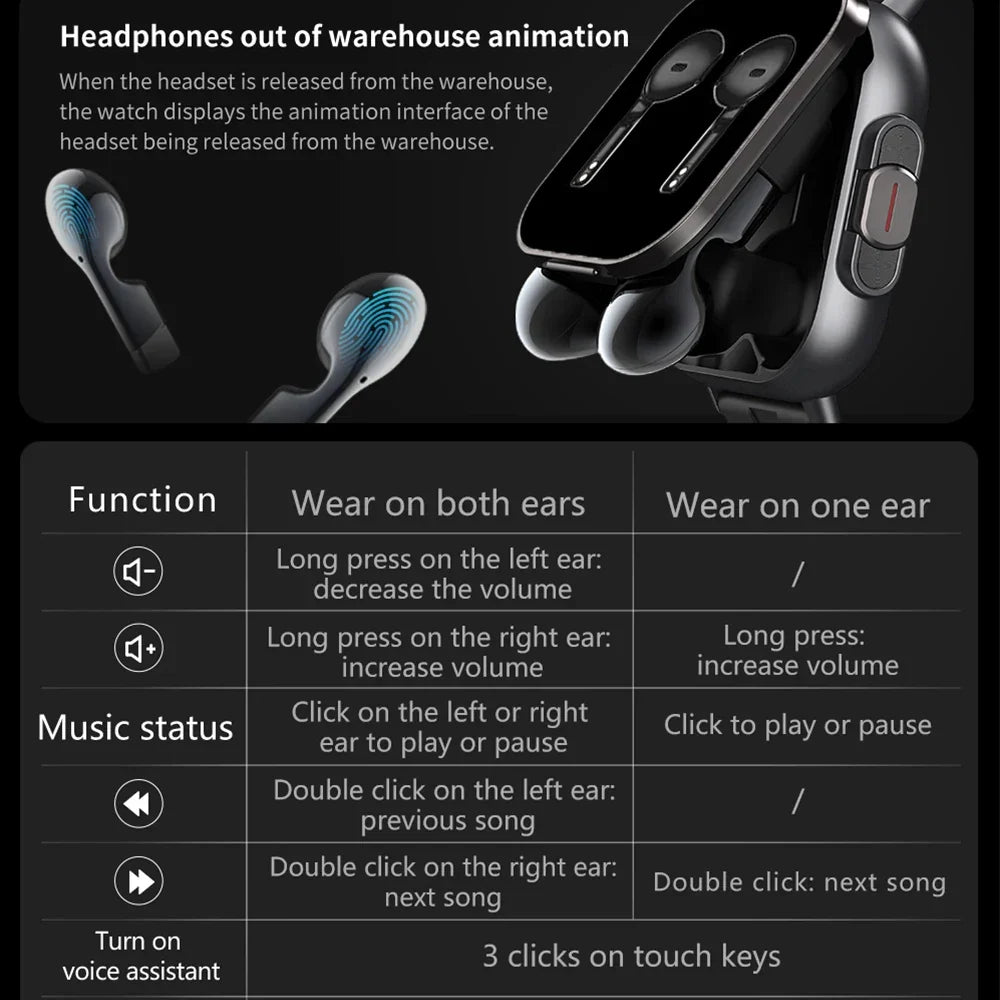 Smartwatch 2 en 1 con auriculares inalámbricos integrados