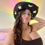 Sombrero cowgirl de paja con prismas reflectantes