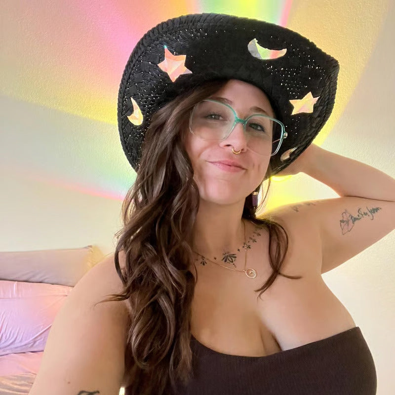 Sombrero cowgirl de paja con prismas reflectantes
