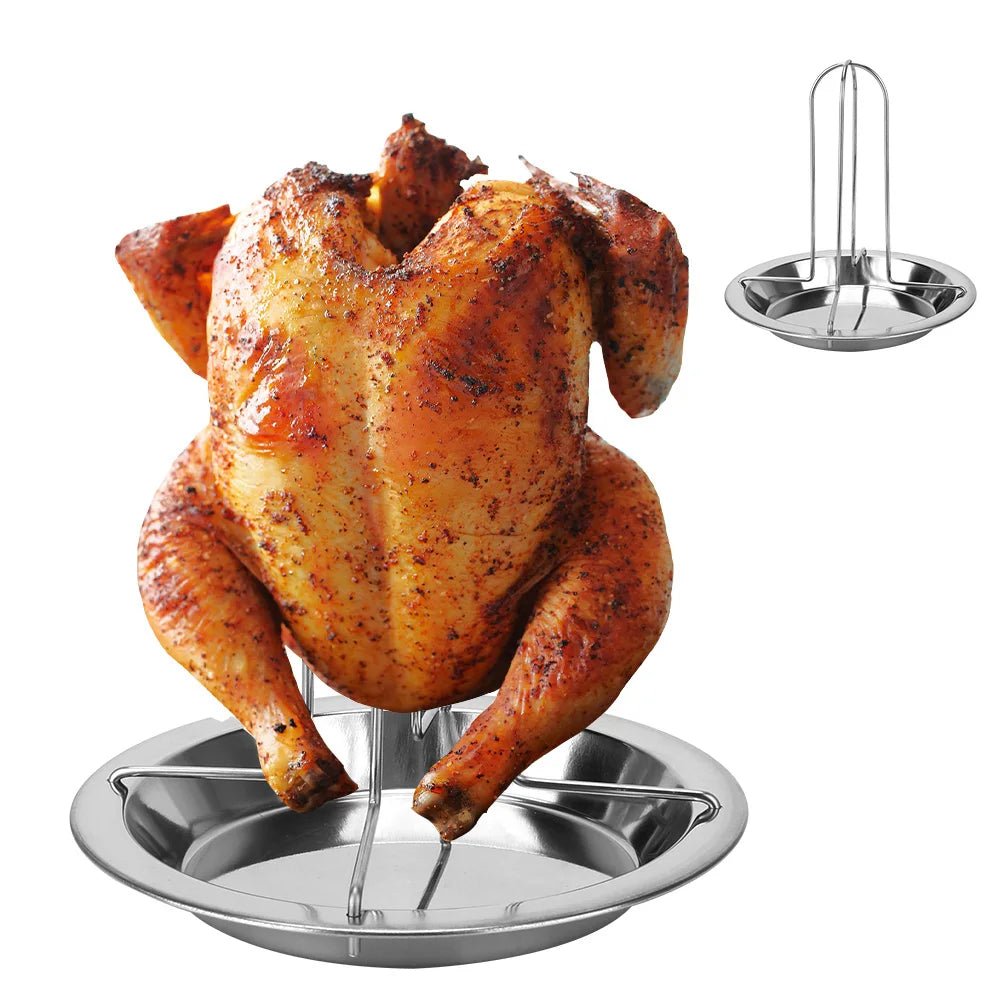 Soporte asador para pollo antiadherente de acero al carbono
