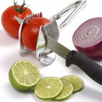 Soporte cortador de frutas y verduras con pinzas
