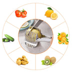 Soporte cortador de frutas y verduras con pinzas