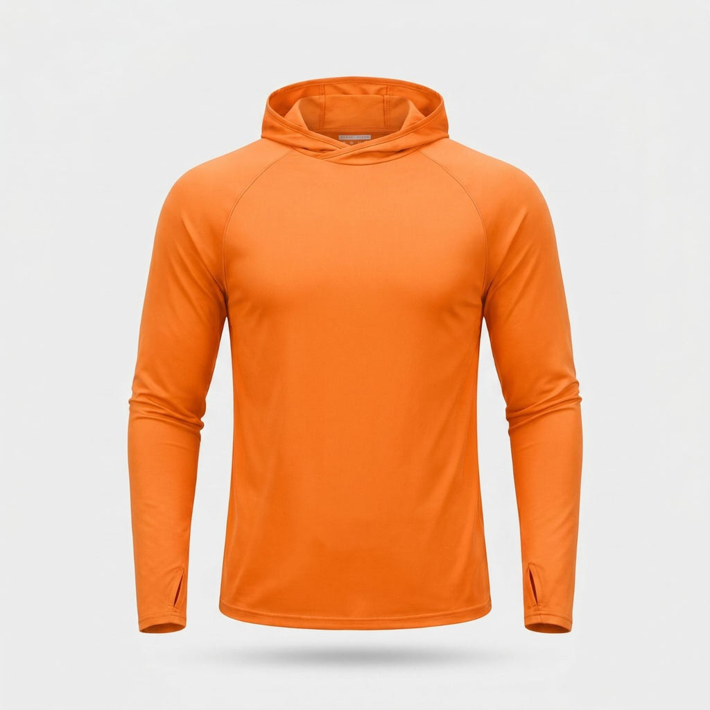 Sudadera con capucha UPF 50+ para hombre – Top UV ligero de secado rápido para senderismo y pesca con presillas para pul