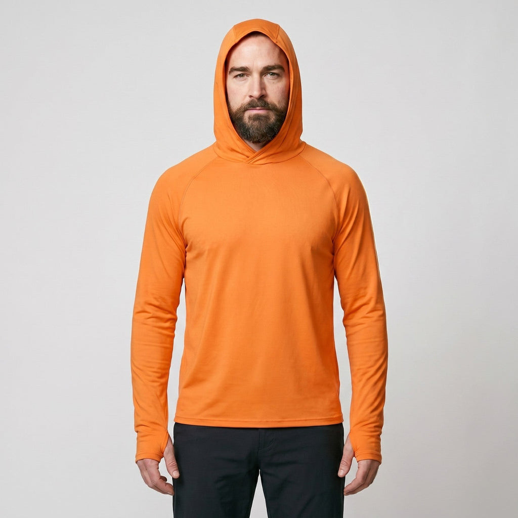 Sudadera con capucha UPF 50+ para hombre – Top UV ligero de secado rápido para senderismo y pesca con presillas para pul