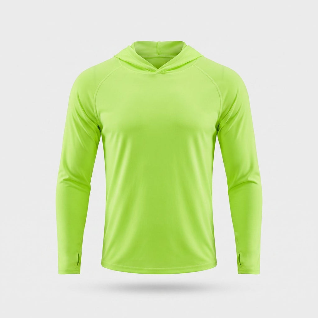 Sudadera con capucha UPF 50+ para hombre – Top UV ligero de secado rápido para senderismo y pesca con presillas para pul