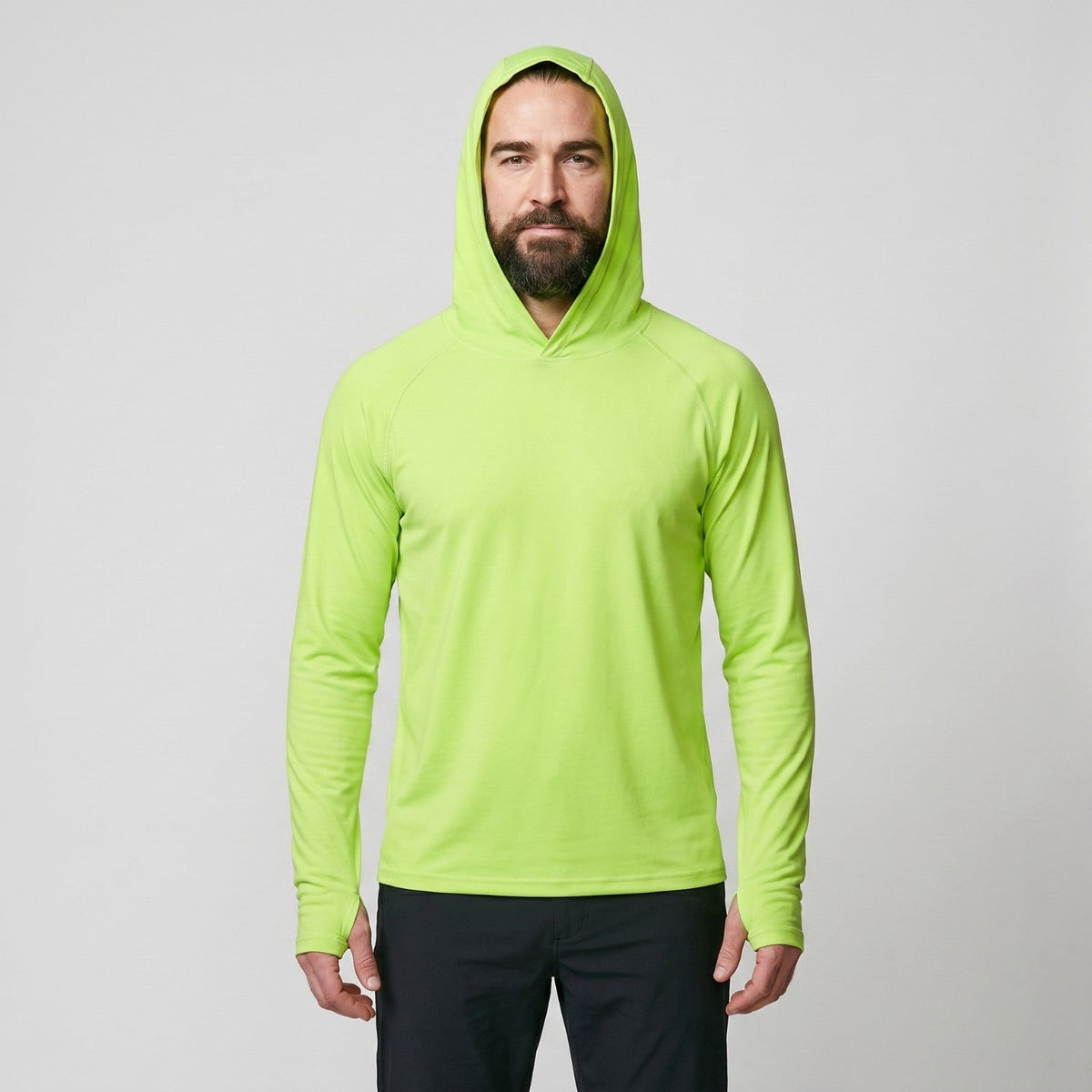 Sudadera con capucha UPF 50+ para hombre – Top UV ligero de secado rápido para senderismo y pesca con presillas para pul