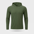 Sudadera con capucha UPF 50+ para hombre – Top UV ligero de secado rápido para senderismo y pesca con presillas para pul