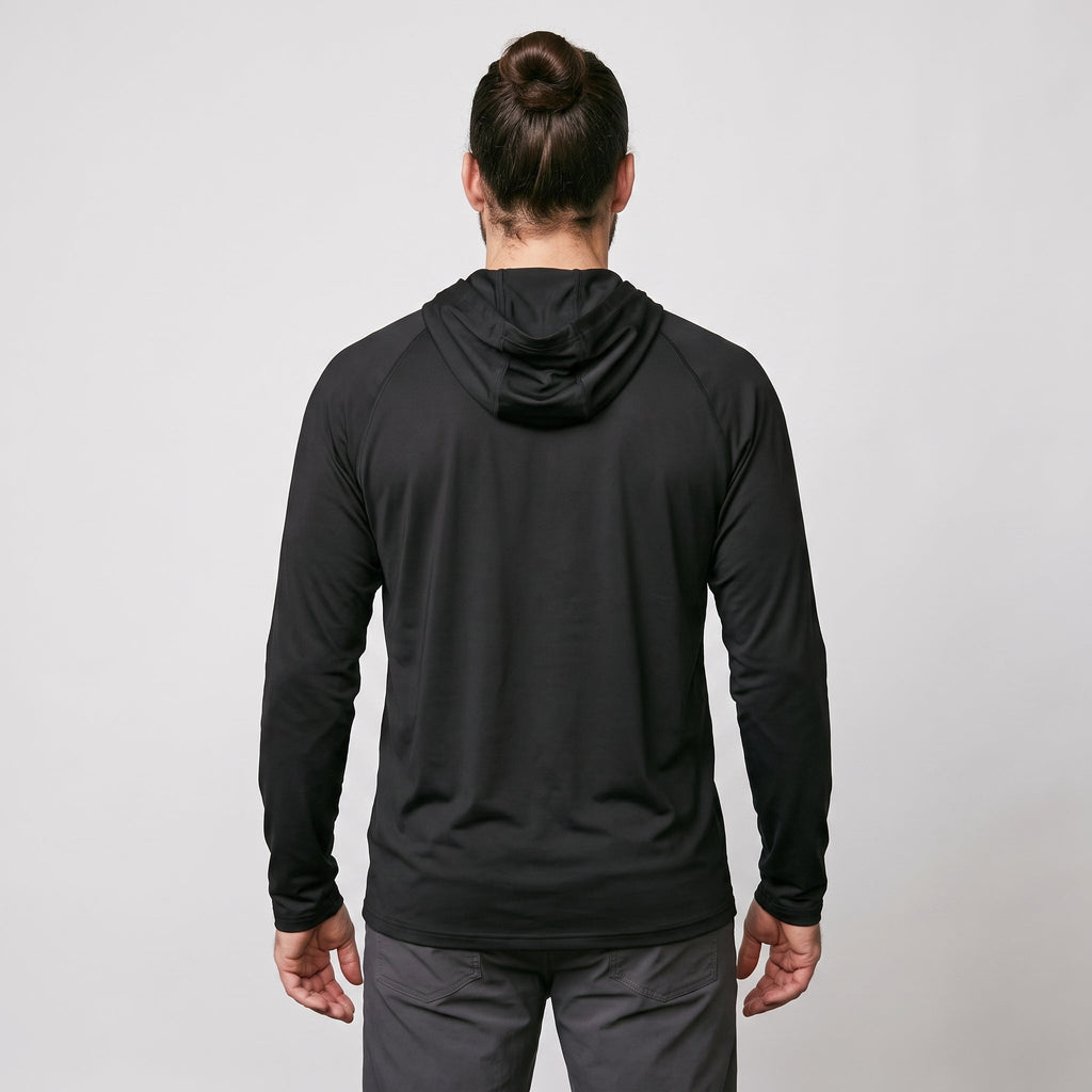Sudadera con capucha UPF 50+ para hombre – Top UV ligero de secado rápido para senderismo y pesca con presillas para pul
