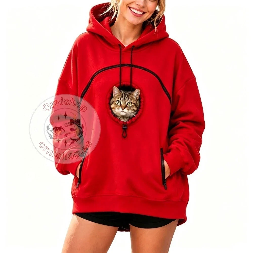 Sudadera con capucha y bolsillo para mascotas