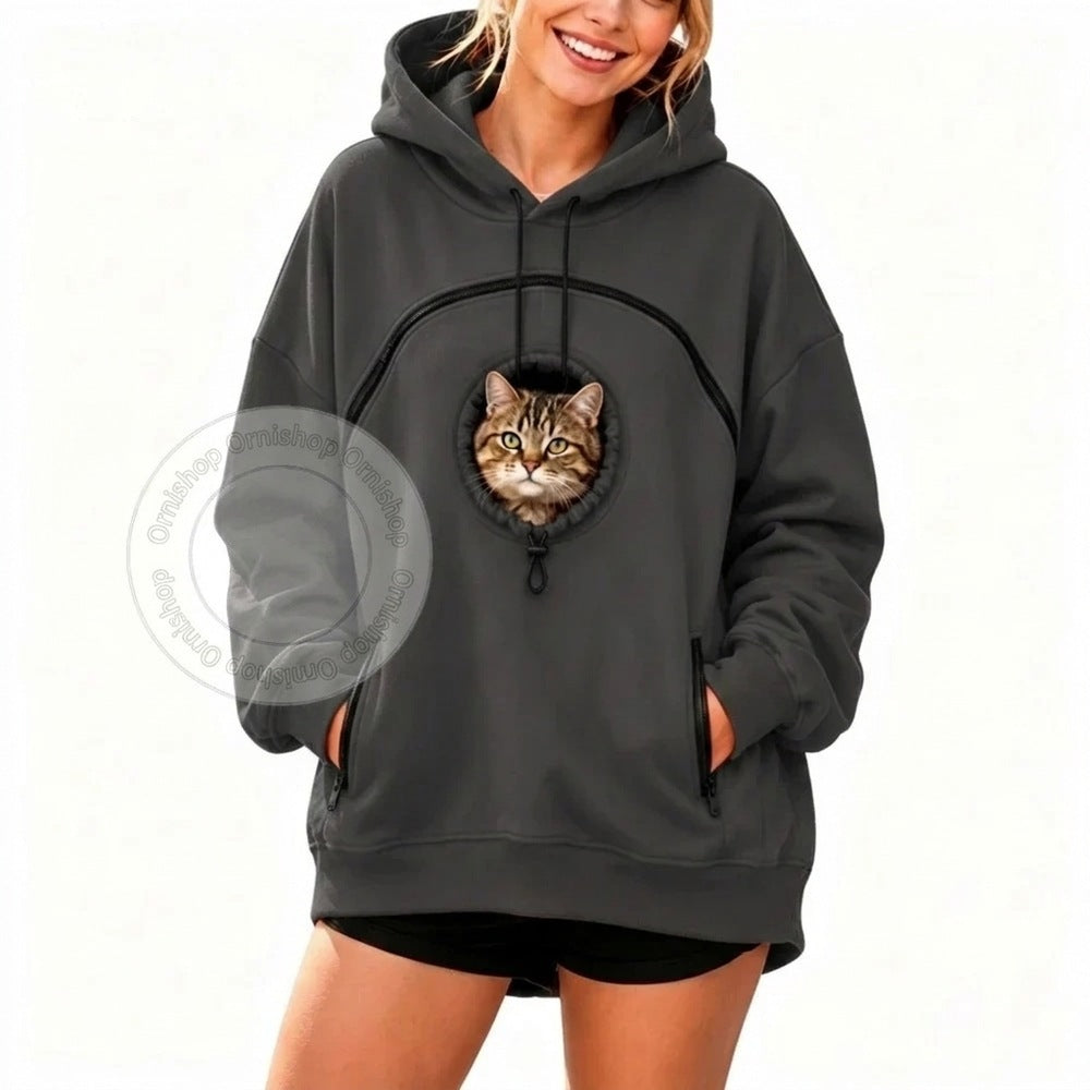 Sudadera con capucha y bolsillo para mascotas