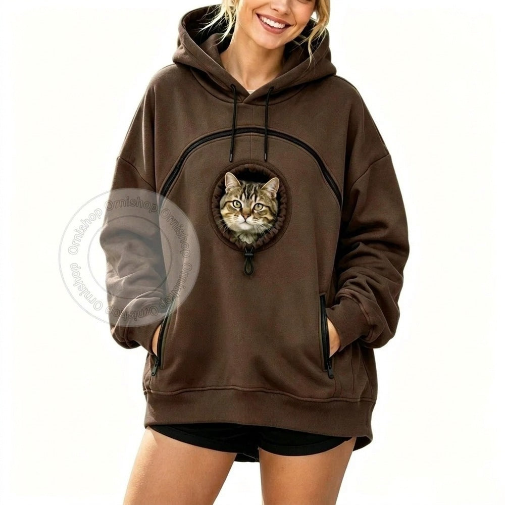Sudadera con capucha y bolsillo para mascotas