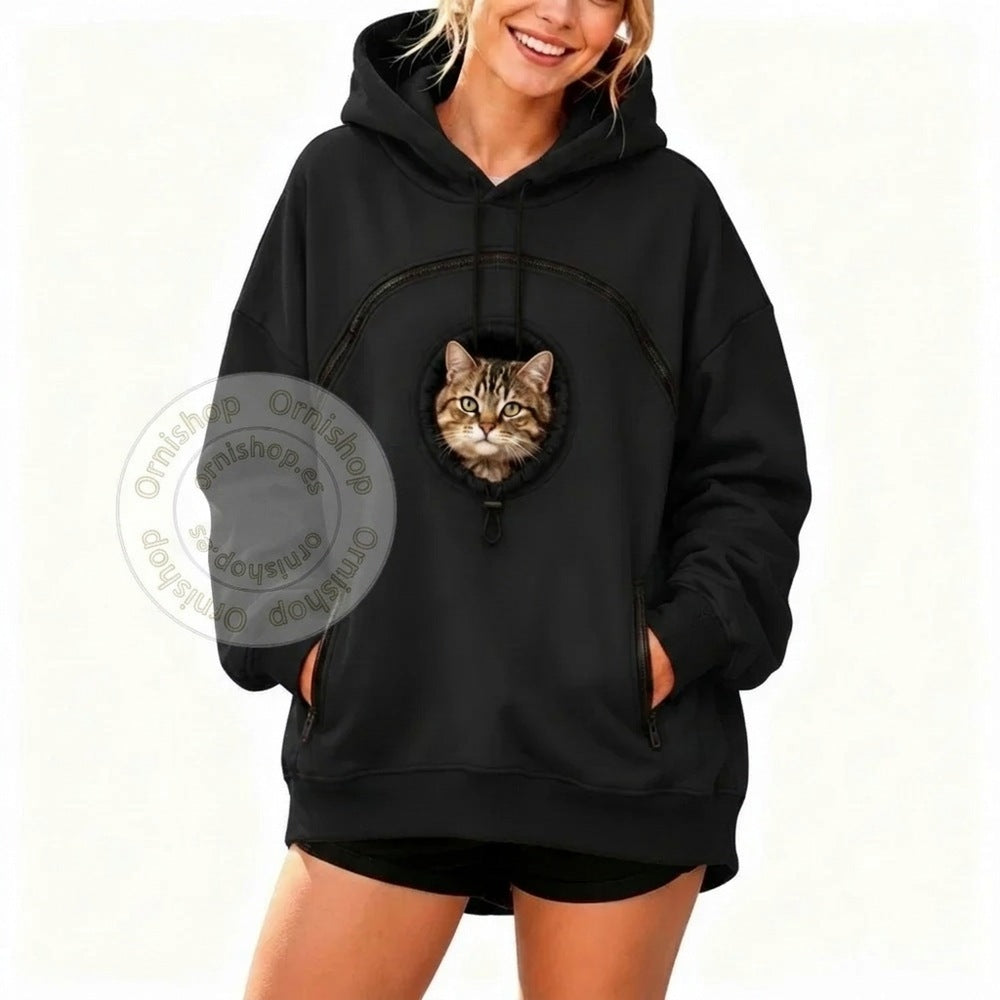 Sudadera con capucha y bolsillo para mascotas
