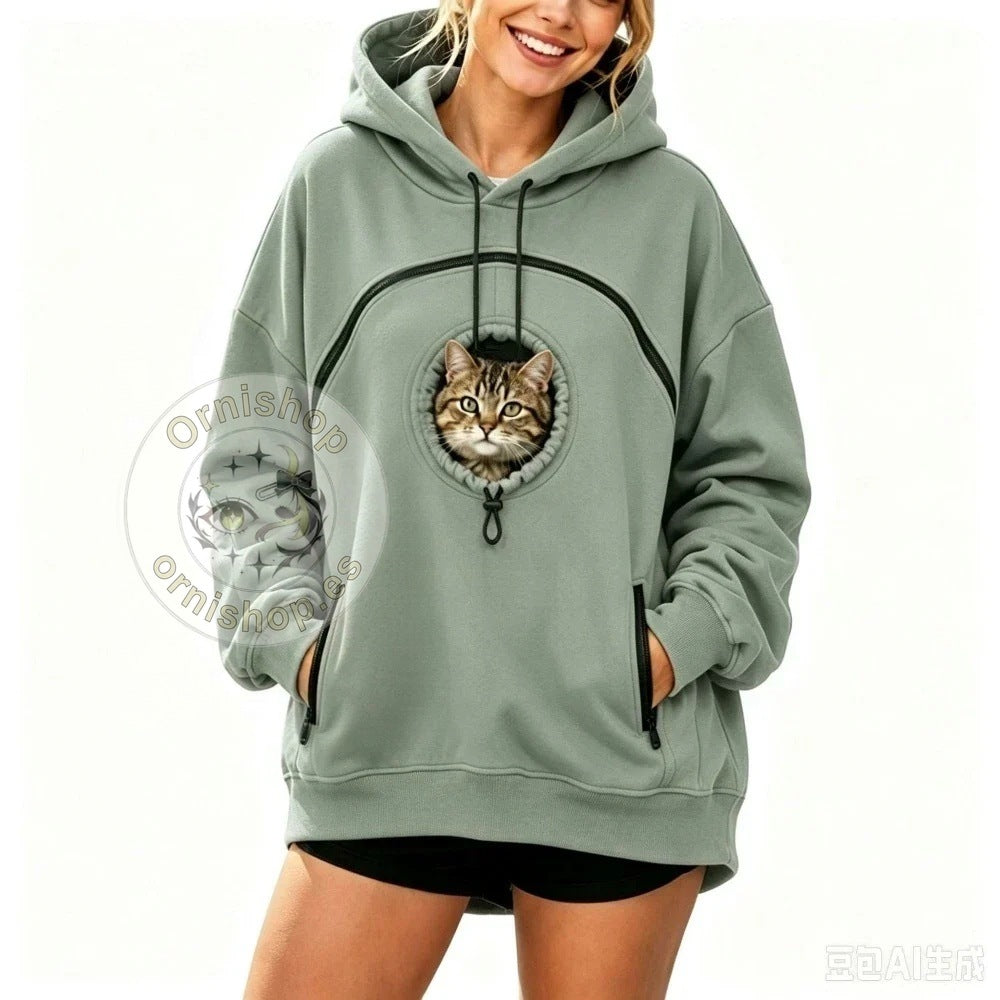 Sudadera con capucha y bolsillo para mascotas