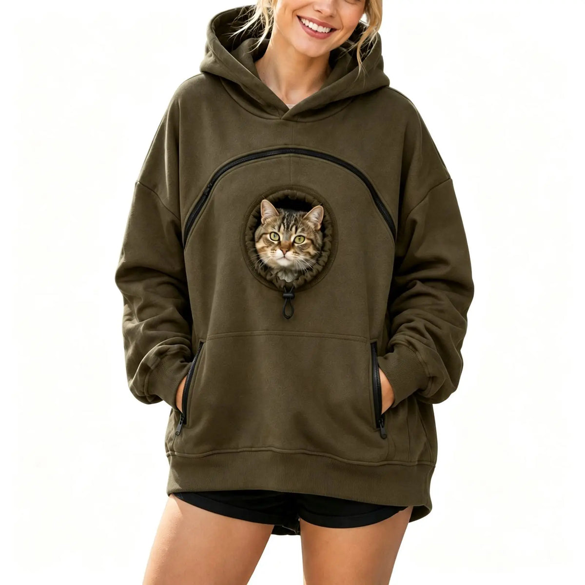 Sudadera con capucha y bolsillo para mascotas