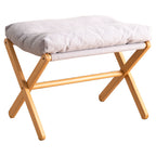 Taburete plegable con asiento acolchado y estructura de madera