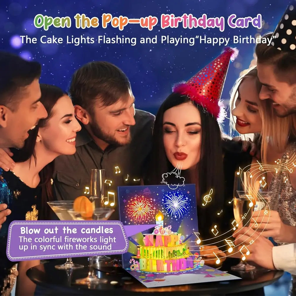 Tarjeta de cumpleaños con música y efecto de luz