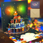 Tarjeta de cumpleaños pop-up con luces LED y música